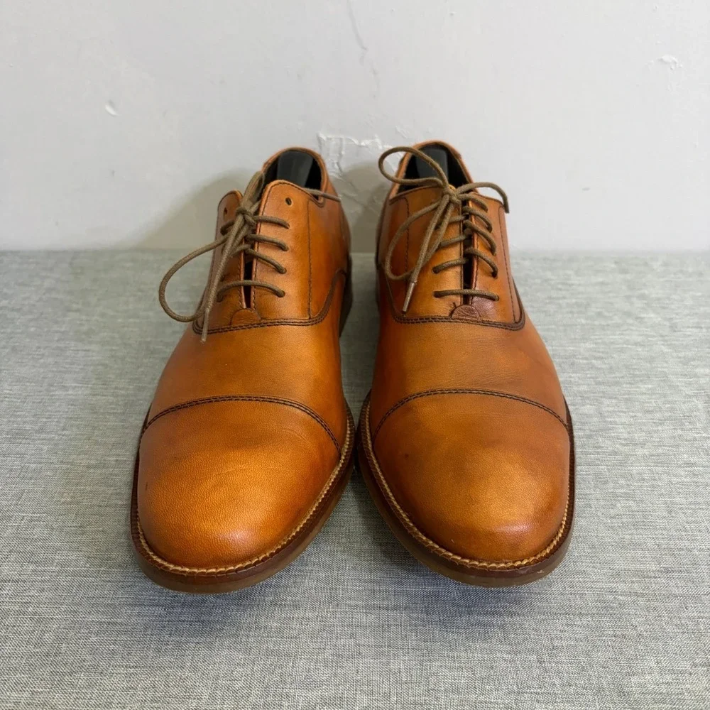 Cole Haan Oxford Dress‎ Shoes Mens 10 M Tan C12337 Cap Toe Leather Classic